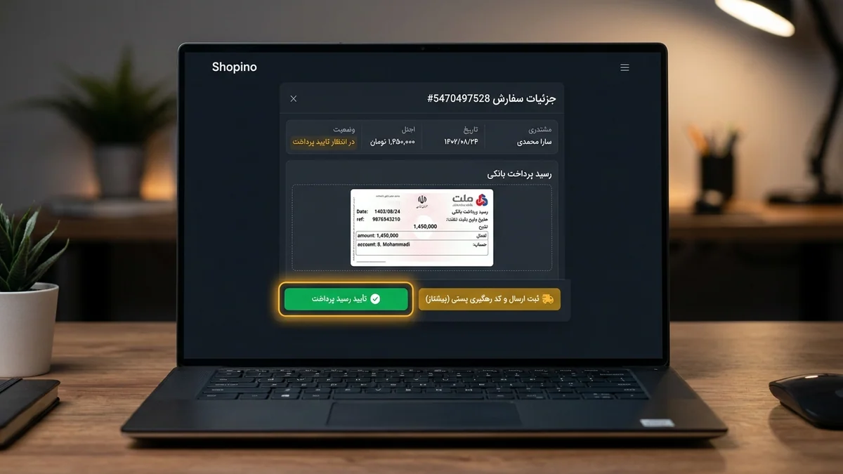 تست چرخه خرید، تأیید فیش پرداخت و ثبت کد رهگیری پستی